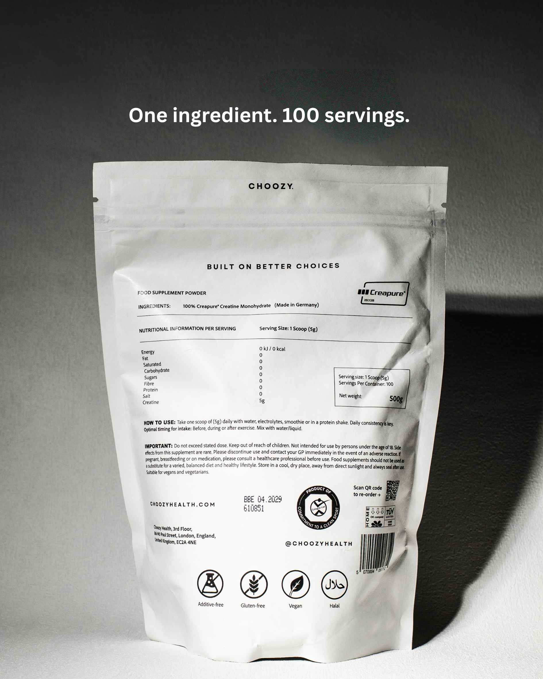 Elite Creapure® Creatine Monohydrate 500g Pouch